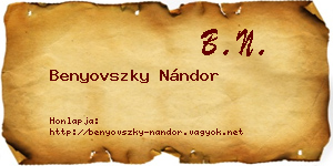 Benyovszky Nándor névjegykártya